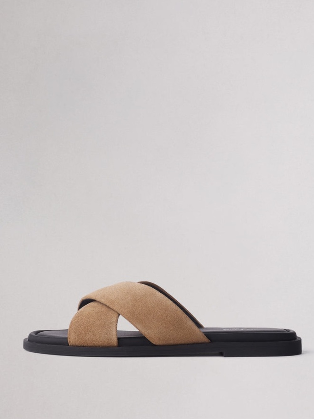 rag & bone‎ Geo Suede Strap Sandal Suede Crisscross Slide Sandals in Tan - Picture 2 of 9